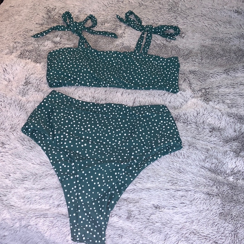 Shein green polka dot bikini